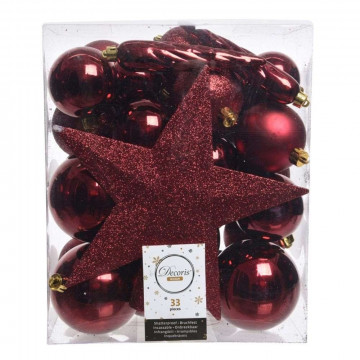 Qırmızı oyuncaq dəsti Christmas Ball Mixbox 33 ədədli