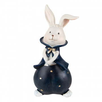 Ağ-mavi dovşan heykəlciyi 9x8x21 sm