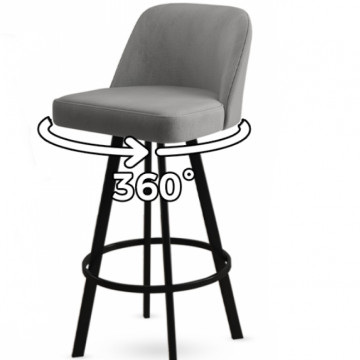 Серый барный стул на черных ножках Atex