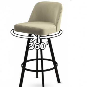 Кремовый барный стул на черных ножках Atex