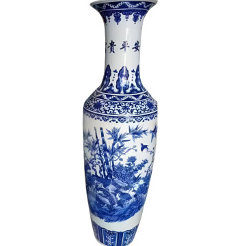 Keramik Vaza Ağ Göy Naxıshlı 120cm