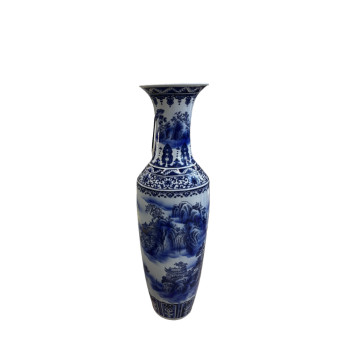 Keramik Vaza Ağ Göy Naxıshlı 120cm