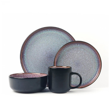 Yemək Dəsti 17 prc Qara/Mavi 10,5+8+6"+120 ml