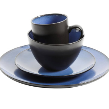 Yemək Dəsti Qara/Mavi 10,5+8+6"+120 ml