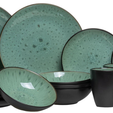 Yemək Dəsti Qara/Yaşıl 16 ədəd (10.5”+8”+6” + 120 ml)