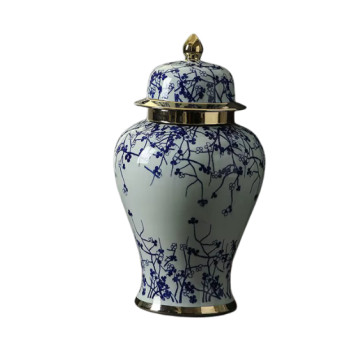 Keramika Vaza Kiçik Qapaqlı Krem/Mavi