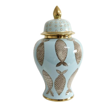 Keramika Vaza Kiçik Qapaqlı Firuzə/Qızılı