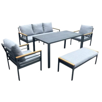 Bağ Dəsti Divan+2 Kreslo+Masa+skamya Boz