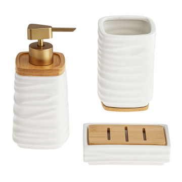 Hamam Dəsti 3-lü Ağ/Qızılı Başlıqlı
