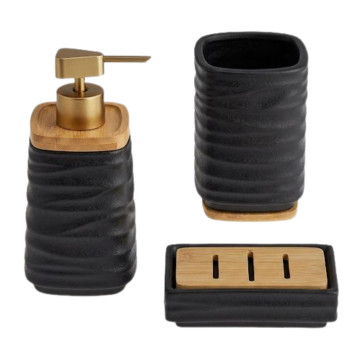 Hamam Dəsti 3-lü Qara/Qızılı Başlıqlı