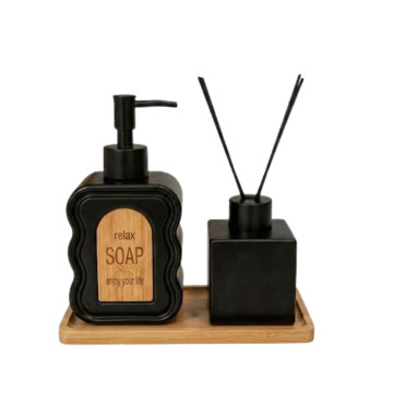 Çubuqlu Diffuzer+Maye Sabun Qabı Qara