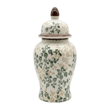 Vaza Ağ/Yarpaqlı 13x25 sm