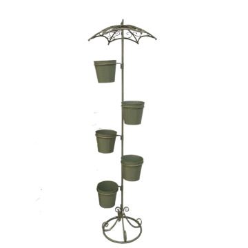 Metal Çiçəklik Çətirli Yaşıl 5-li 39x21x174sm
