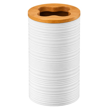Evına Diş Fırçası Qabı Ağ/Bamboo