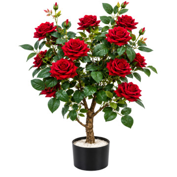 Dibçəkdə Süni Qızıl Gül Qırmızı 15x15x88 sm